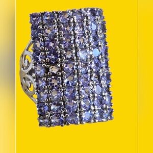 925 Sterling Silver Ring Sz 6.5 with Natural Tanzanite Gems